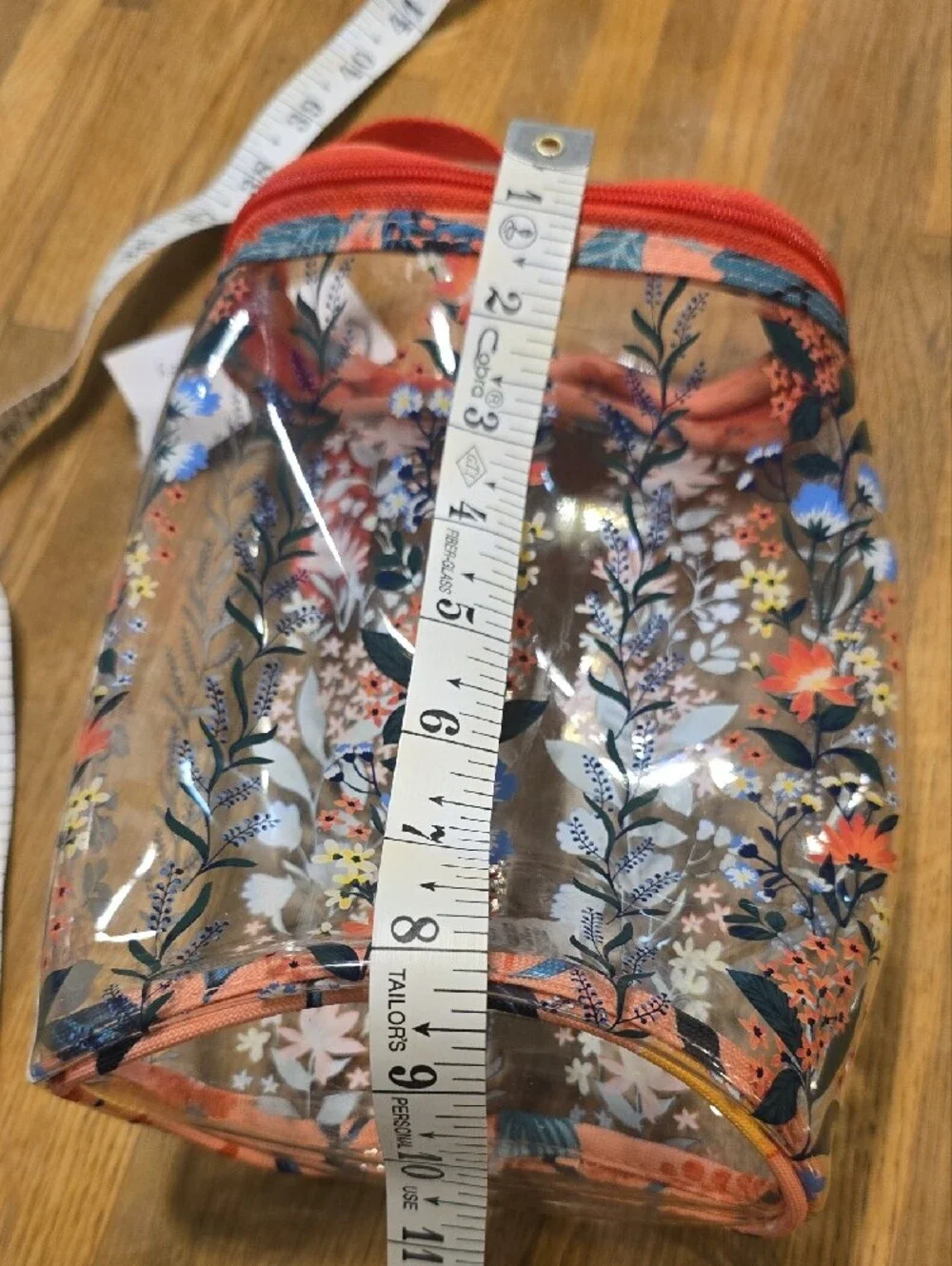Vera Bradley Clear Floral Pouch with Coral Trim